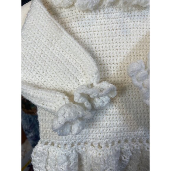 Vintage Long Christening Gown Baptism Dress Hand Made Crochet Handcrafted Baby - Picture 3 of 7